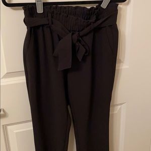 Loft Pull On Belted Tie Waist Petite Pants